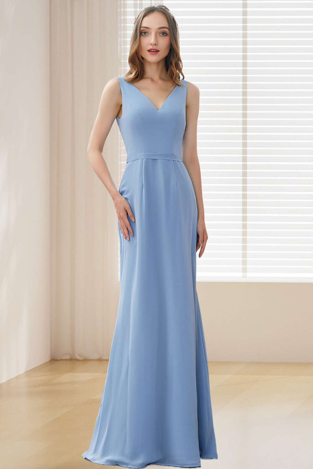 Dressime A Line V Neck Chiffon Long Bridesmaid Dress dressime Dressime A Line V Neck Chiffon Long Bridesmaid Dress dressime