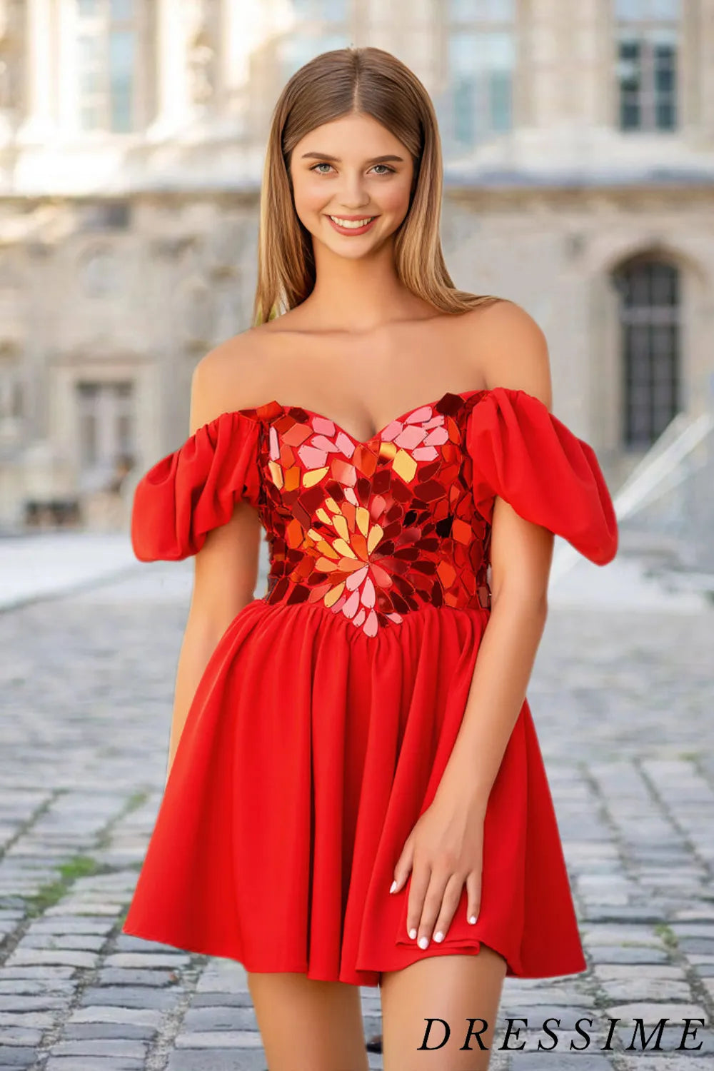 Dressime A Line V Neck Satin Short/Mini Homecoming Dresses With Mirror dressime Dressime A Line V Neck Satin Short/Mini Homecoming Dresses With Mirror dressime