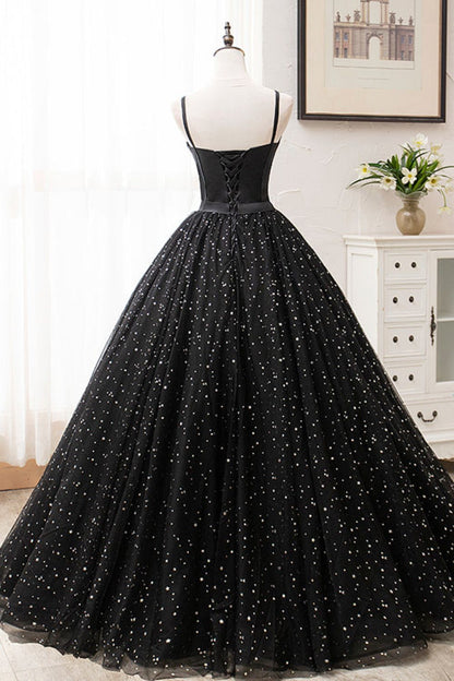 Dressime Ball Gown Spaghetti Straps Satin Long Princess Dress dressime