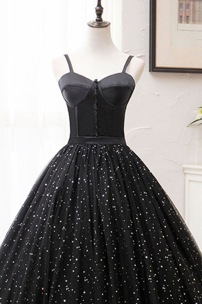 Dressime Ball Gown Spaghetti Straps Satin Long Princess Dress dressime