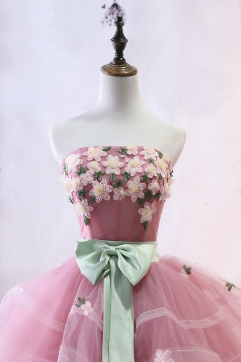 Dressime Ball Gown Strapless Tulle Tiered Long Princess Dress dressime