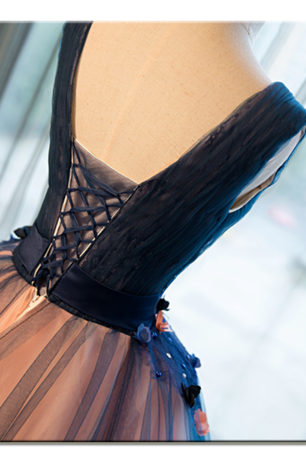 Dressime Ball Gown V Neck Tulle Appliques Lomg Princess Dress dressime