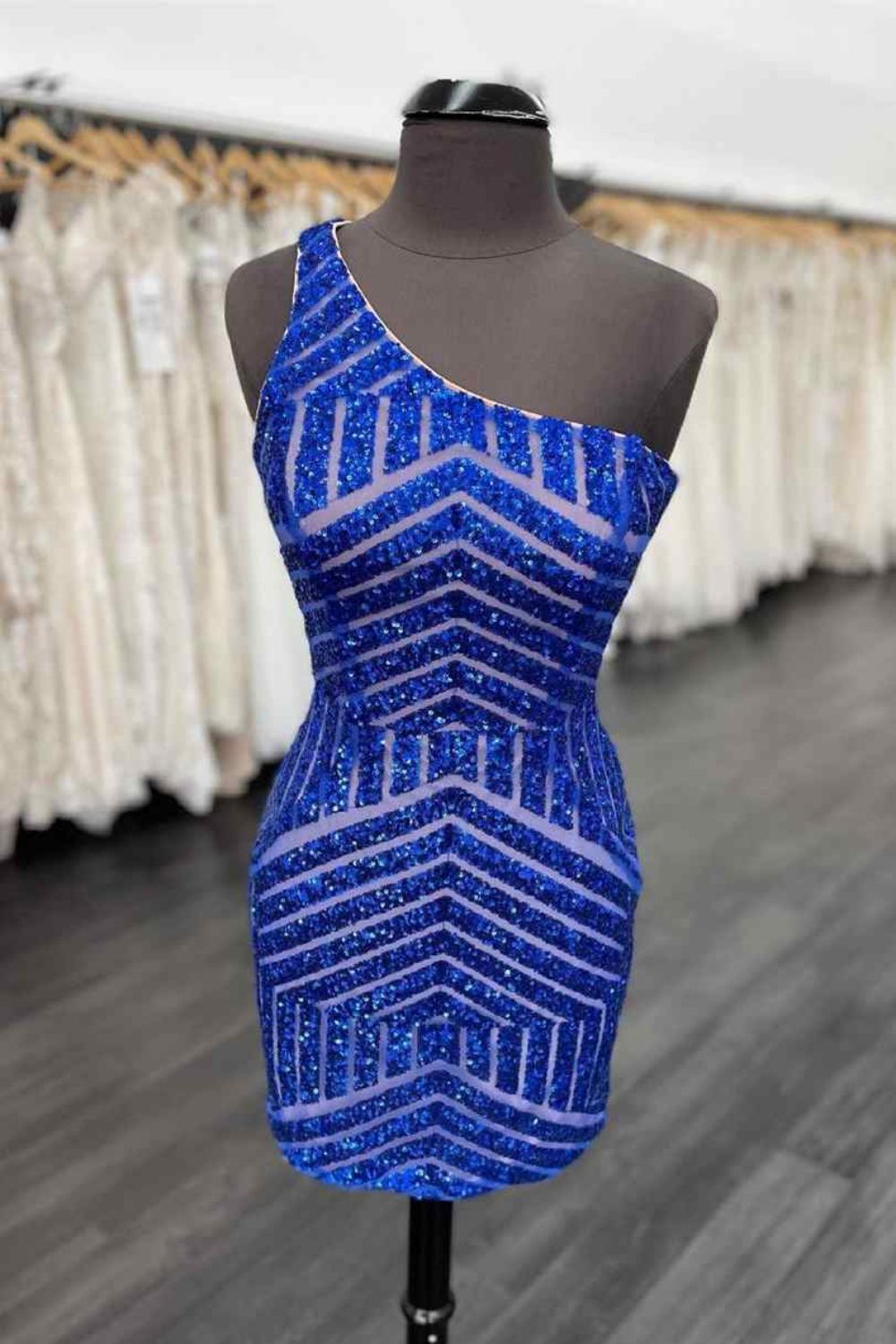 Dressime Bodycon One Shoulder Sequin Short/Mini Homecoming Dress dressime