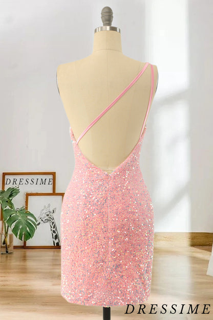 Dressime Bodycon One Shoulder Sequins Short/Mini Homecoming Dresses dressime