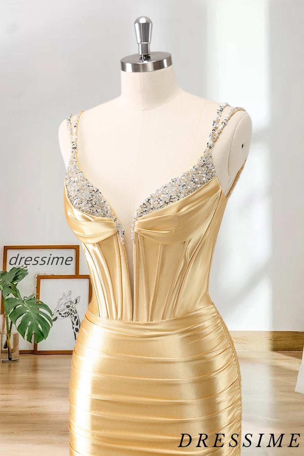 Dressime Bodycon Spaghetti Straps Metallic Satin Short/Mini Homecoming dressime Dressime Bodycon Spaghetti Straps Metallic Satin Short/Mini Homecoming dressime