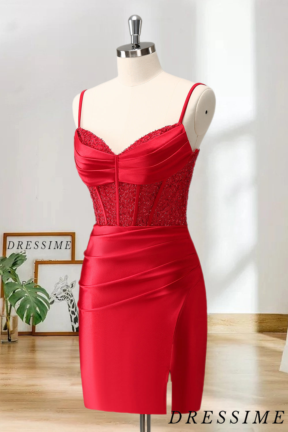 Dressime Bodycon Spaghetti Straps Satin Corset Homecoming Dress with S dressime Dressime Bodycon Spaghetti Straps Satin Corset Homecoming Dress with S dressime