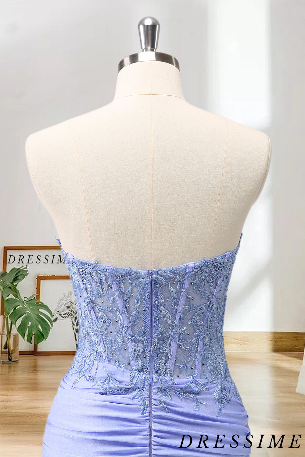 Dressime Bodycon Strapless Corset Pleated Tight Short/MiniHomecoming Dress with Appliques dressime