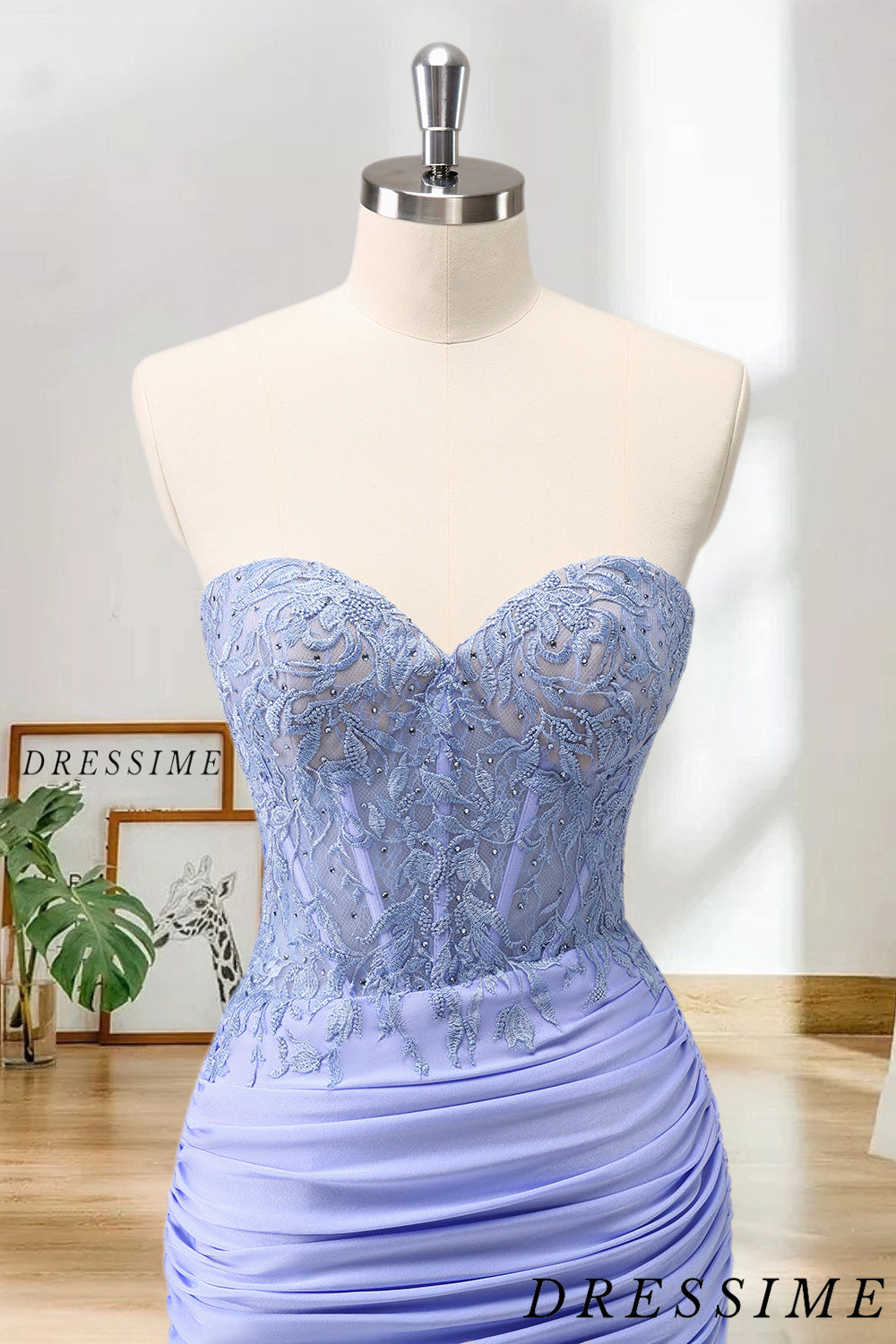 Dressime Bodycon Strapless Corset Pleated Tight Short/MiniHomecoming Dress with Appliques dressime