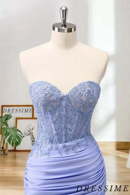 Dressime Bodycon Strapless Corset Pleated Tight Short/MiniHomecoming Dress with Appliques dressime