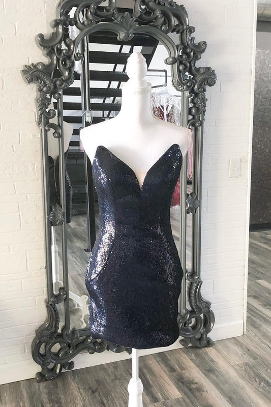 Dressime Bodycon Strapless Sequin Short Homecoming Dress dressime