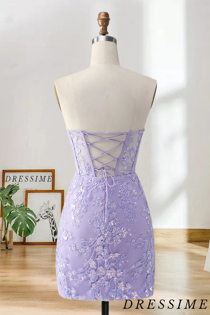 Dressime Bodycon Sweetheart Corset Short/Mini Homecoming Dress with Appliques dressime