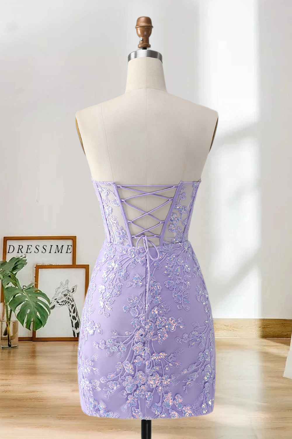Dressime Bodycon Sweetheart Corset Tight Short/Mini Homecoming Dress with Sequin Appliques dressime