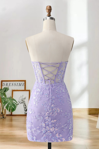 Dressime Bodycon Sweetheart Corset Tight Short/Mini Homecoming Dress with Sequin Appliques dressime