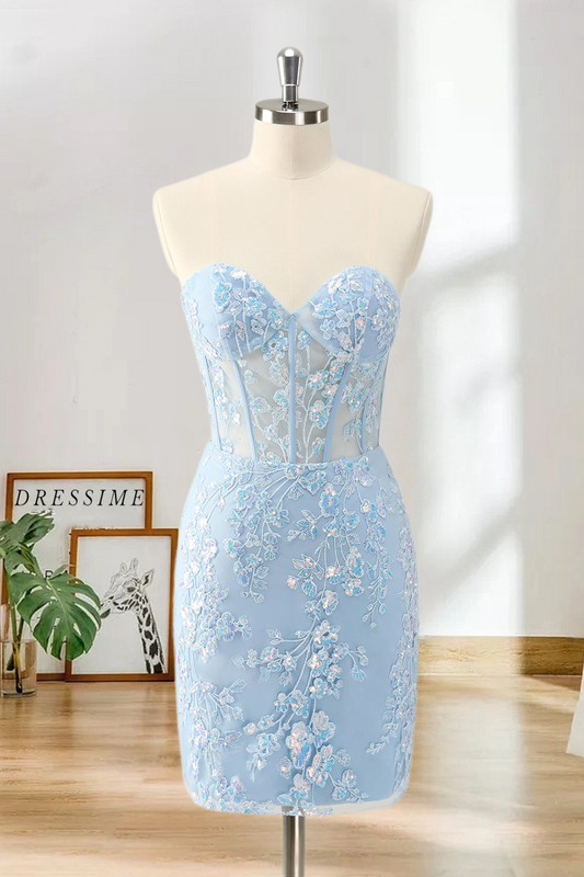Dressime Bodycon Sweetheart Corset Tight Short/Mini Homecoming Dress with Sequin Appliques dressime