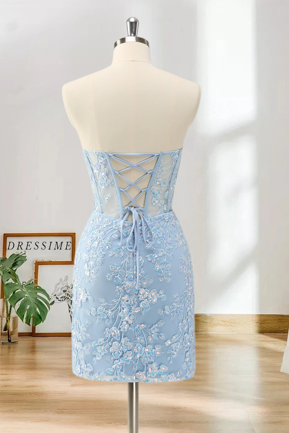 Dressime Bodycon Sweetheart Corset Tight Short/Mini Homecoming Dress with Sequin Appliques dressime