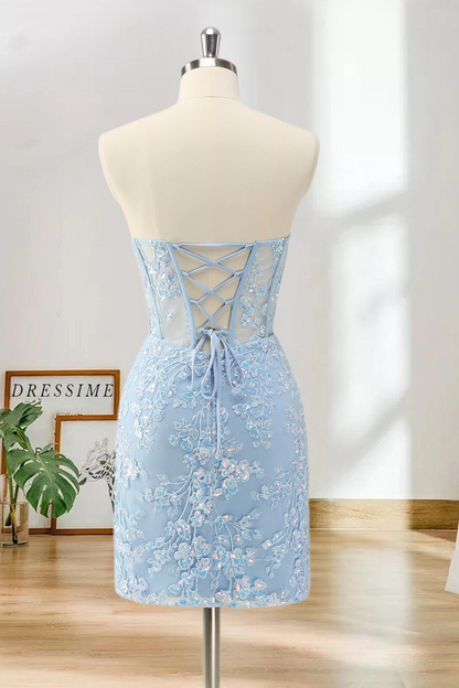 Dressime Bodycon Sweetheart Corset Tight Short/Mini Homecoming Dress with Sequin Appliques dressime