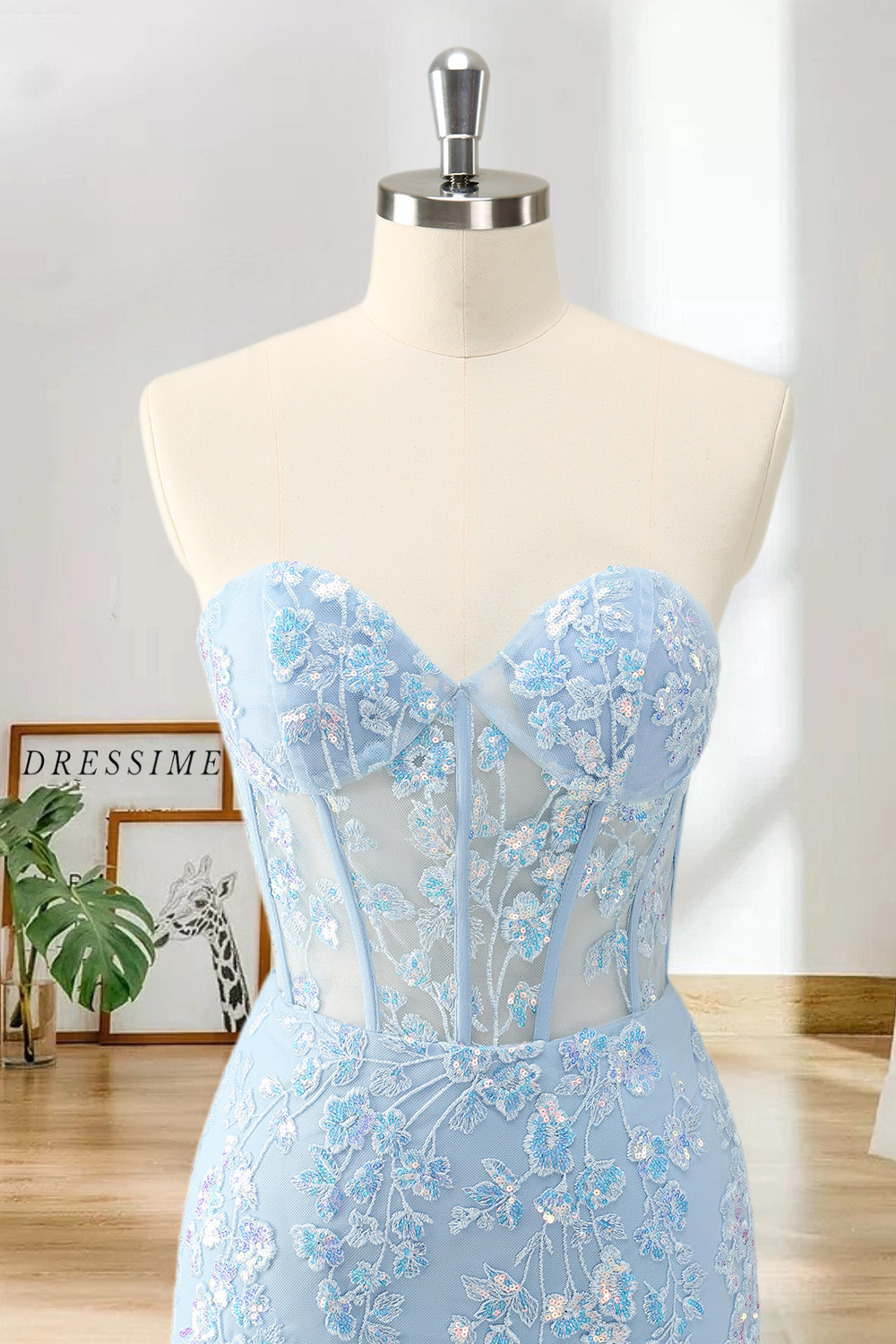 Dressime Bodycon Sweetheart Corset Tight Short/Mini Homecoming Dress with Sequin Appliques dressime