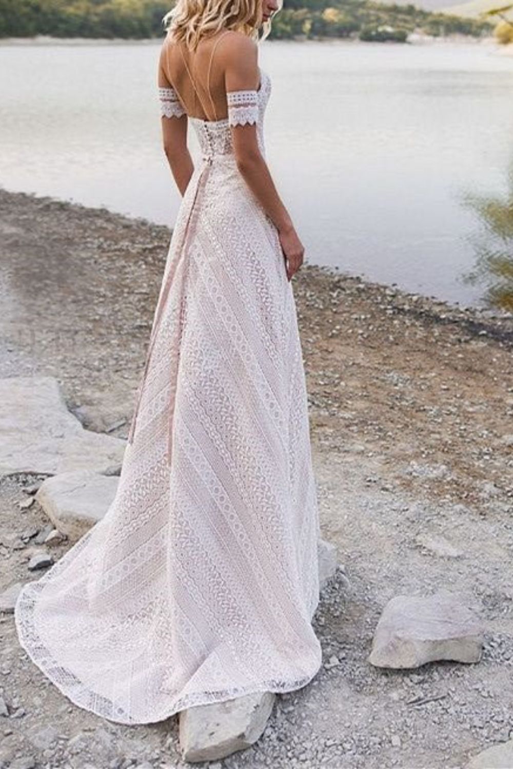 Dressime Bohemian Sheath Lace Sweetheart Sleeveless Wedding Dresses dressime Dressime Bohemian Sheath Lace Sweetheart Sleeveless Wedding Dresses dressime
