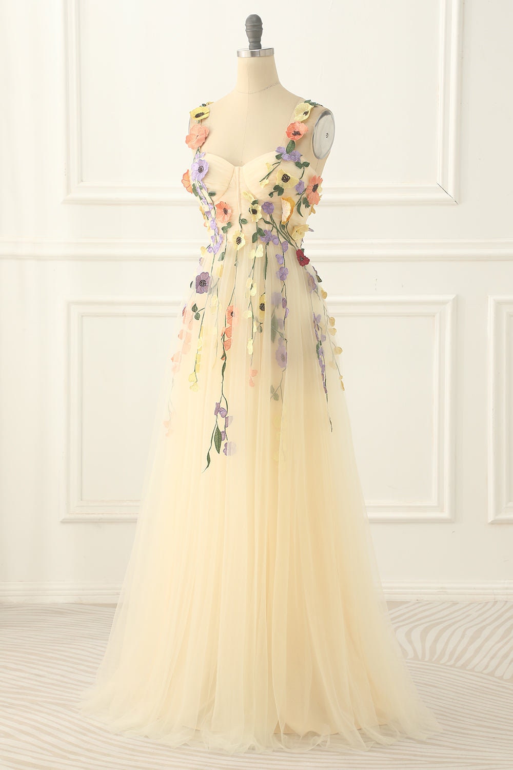 Dressime Women Yellow Flower Prom Dresses Classy Long Sweetheart Zipper Up Charming Evening Dresses dressime Dressime Women Yellow Flower Prom Dresses Classy Long Sweetheart Zipper Up Charming Evening Dresses dressime