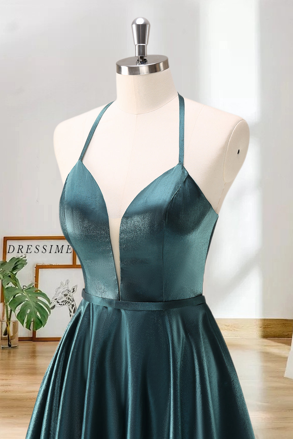 Dressime Cute A Line Halter Satin Short/Mini Homecoming Dress dressime