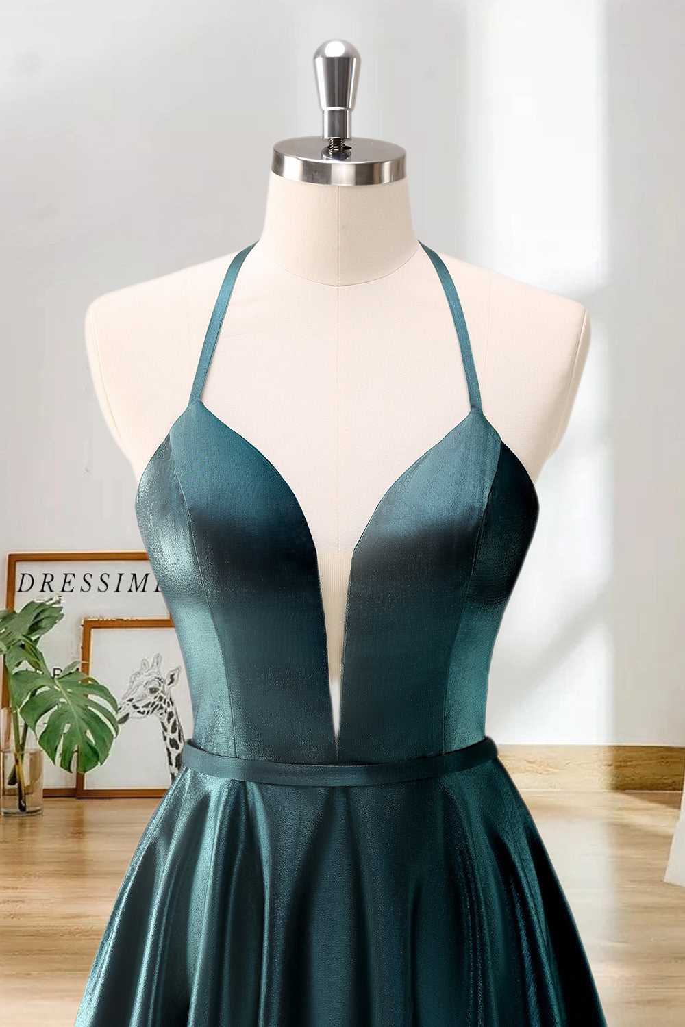 Dressime Cute A Line Halter Satin Short/Mini Homecoming Dress dressime