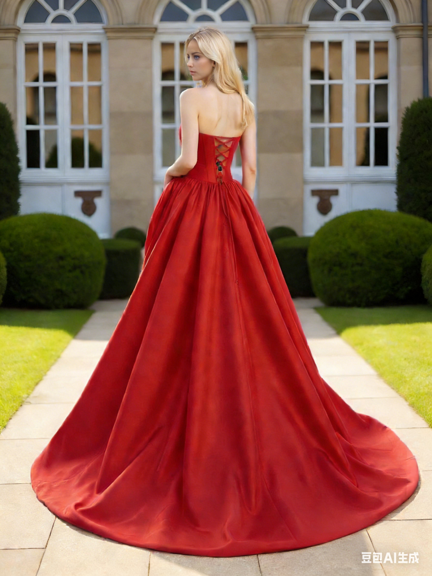 Dressime Elegant A Line Strapless Corset High Low Prom Dress With 3D Flower