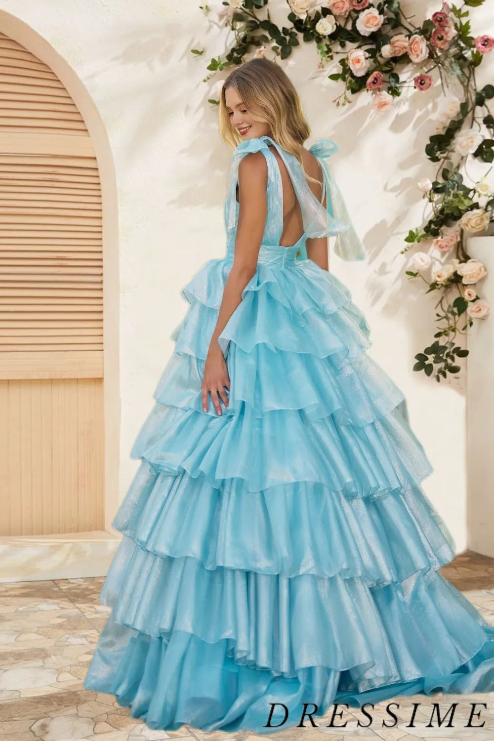 prom dress with tie straps Red Bow Tie Straps A-line Satin Long Prom Dress Custom Color / US 6