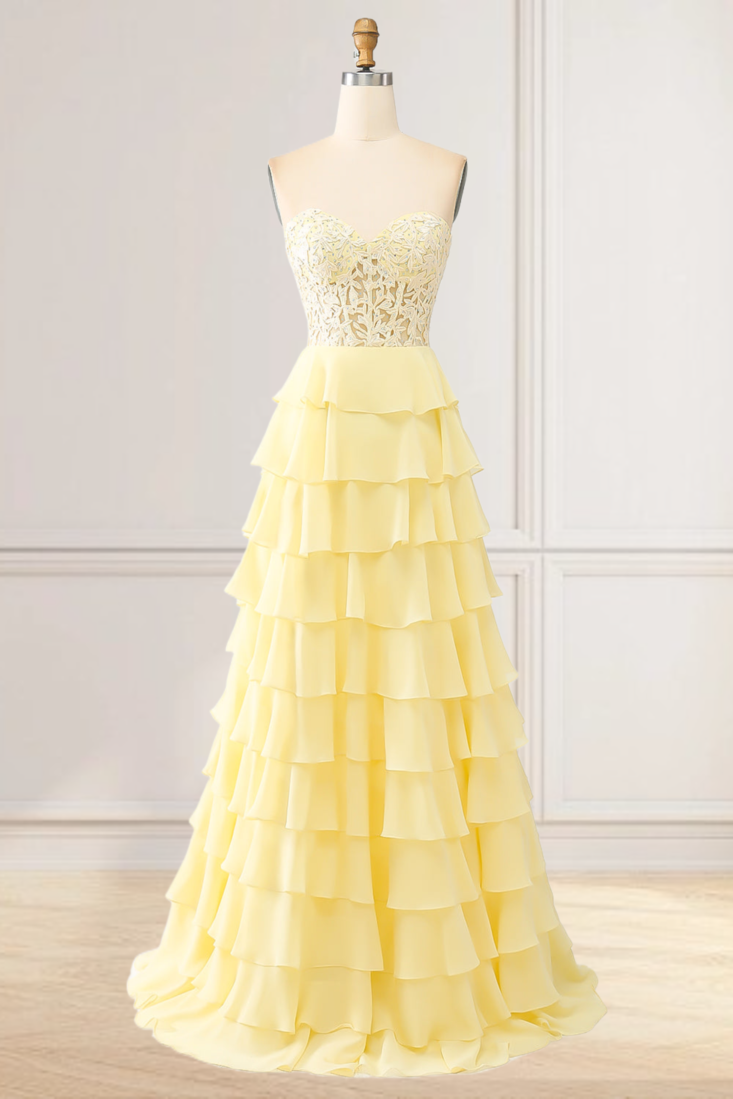 Dressime High Neck Ruffle Chiffon Long Tiered Prom Dresses with 3D Flo dressime Dressime High Neck Ruffle Chiffon Long Tiered Prom Dresses with 3D Flo dressime