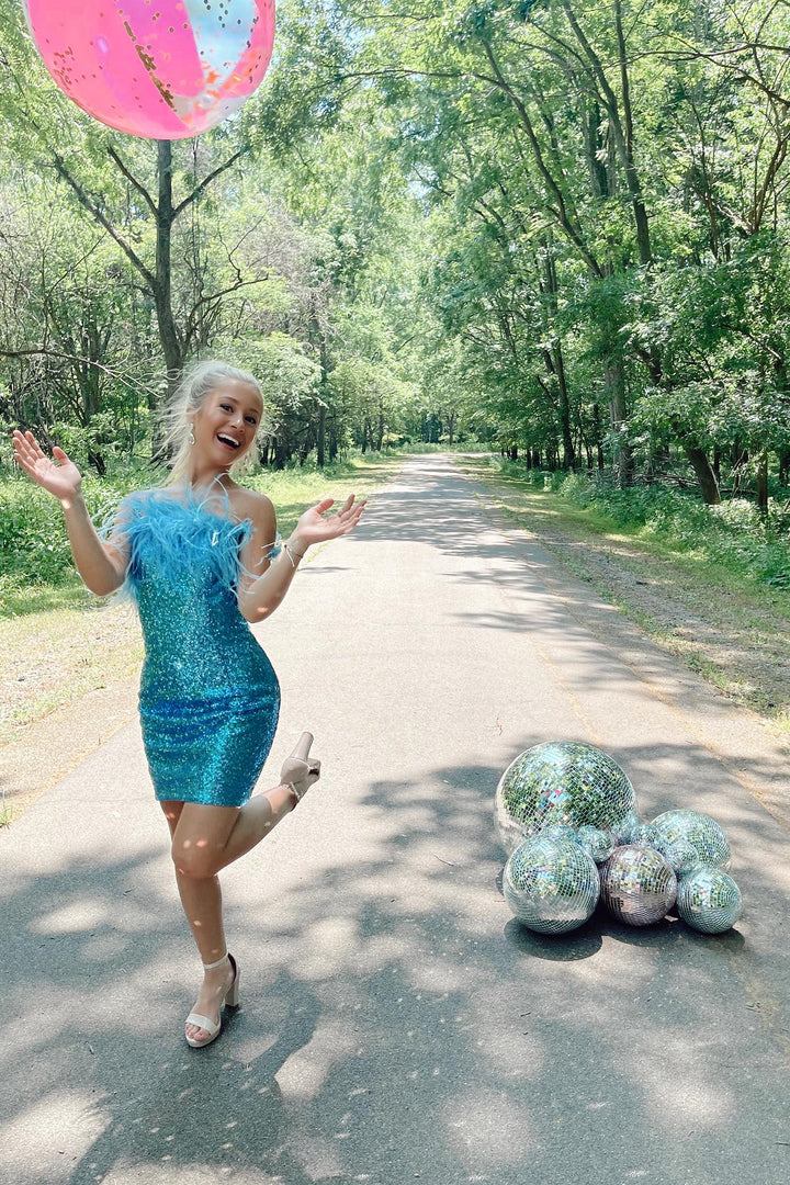 Dressime Lady Bodycon Sequin Feather Strapless Short/Mini Homecoming D dressime Dressime Lady Bodycon Sequin Feather Strapless Short/Mini Homecoming D dressime