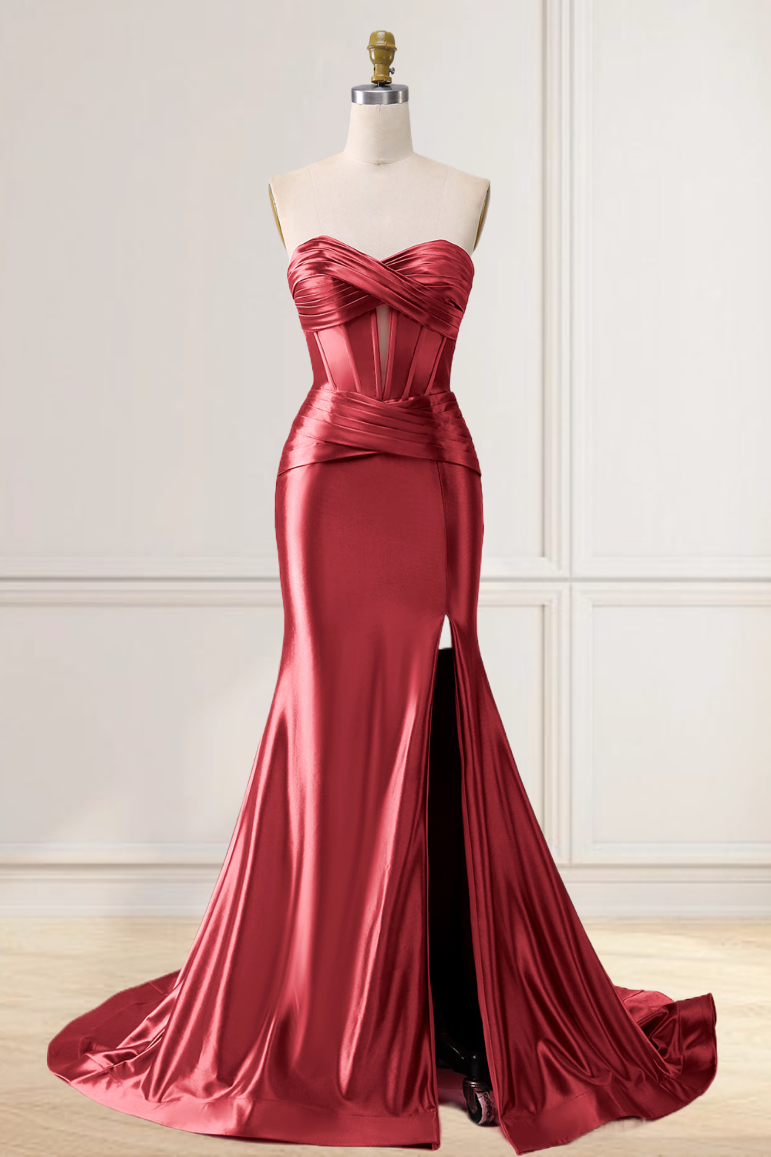 Dressime Mermaid Satin Sweetheart Cut Out Long Prom Dress with Slit dressime Dressime Mermaid Satin Sweetheart Cut Out Long Prom Dress with Slit dressime