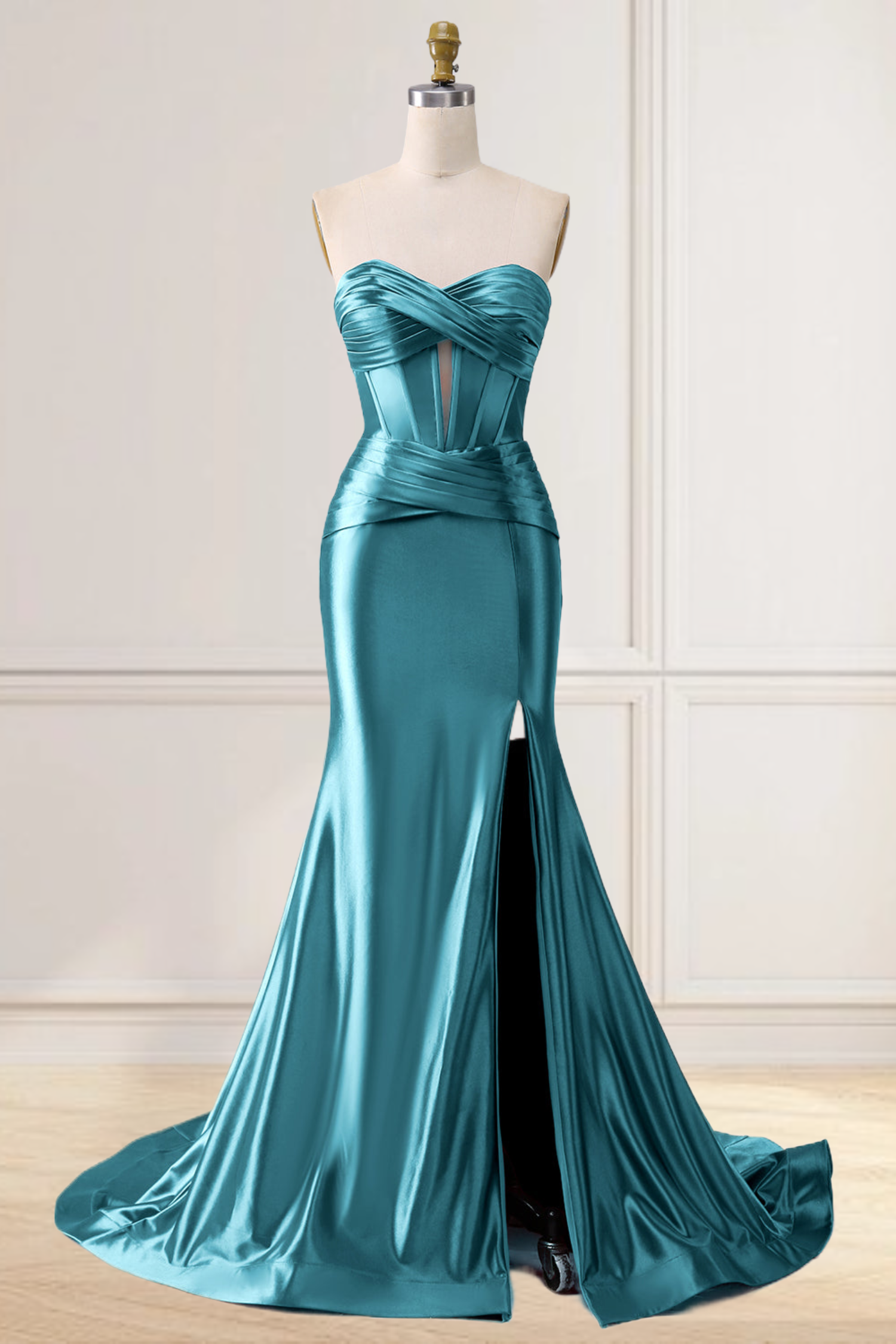 Dressime Mermaid Satin Sweetheart Cut Out Long Prom Dress with Slit dressime Dressime Mermaid Satin Sweetheart Cut Out Long Prom Dress with Slit dressime