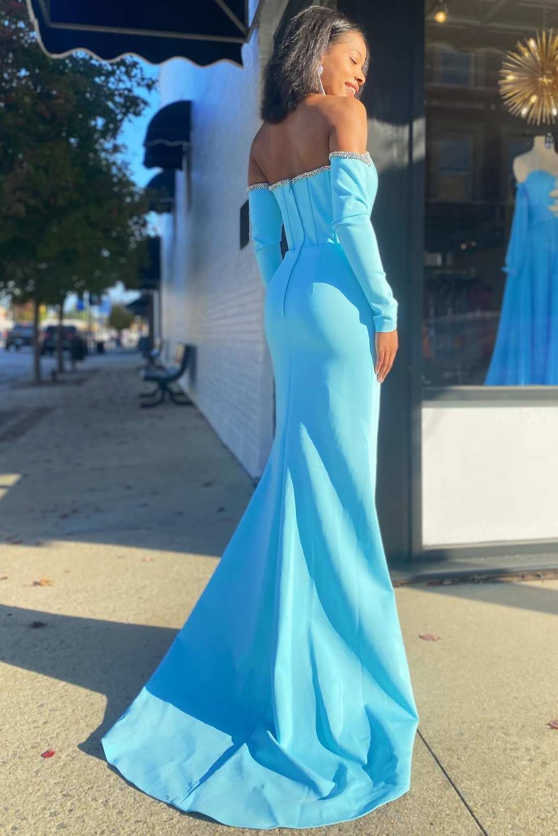 dressimeDressime Mermaid Strapless Long Sleeve Prom Dress 