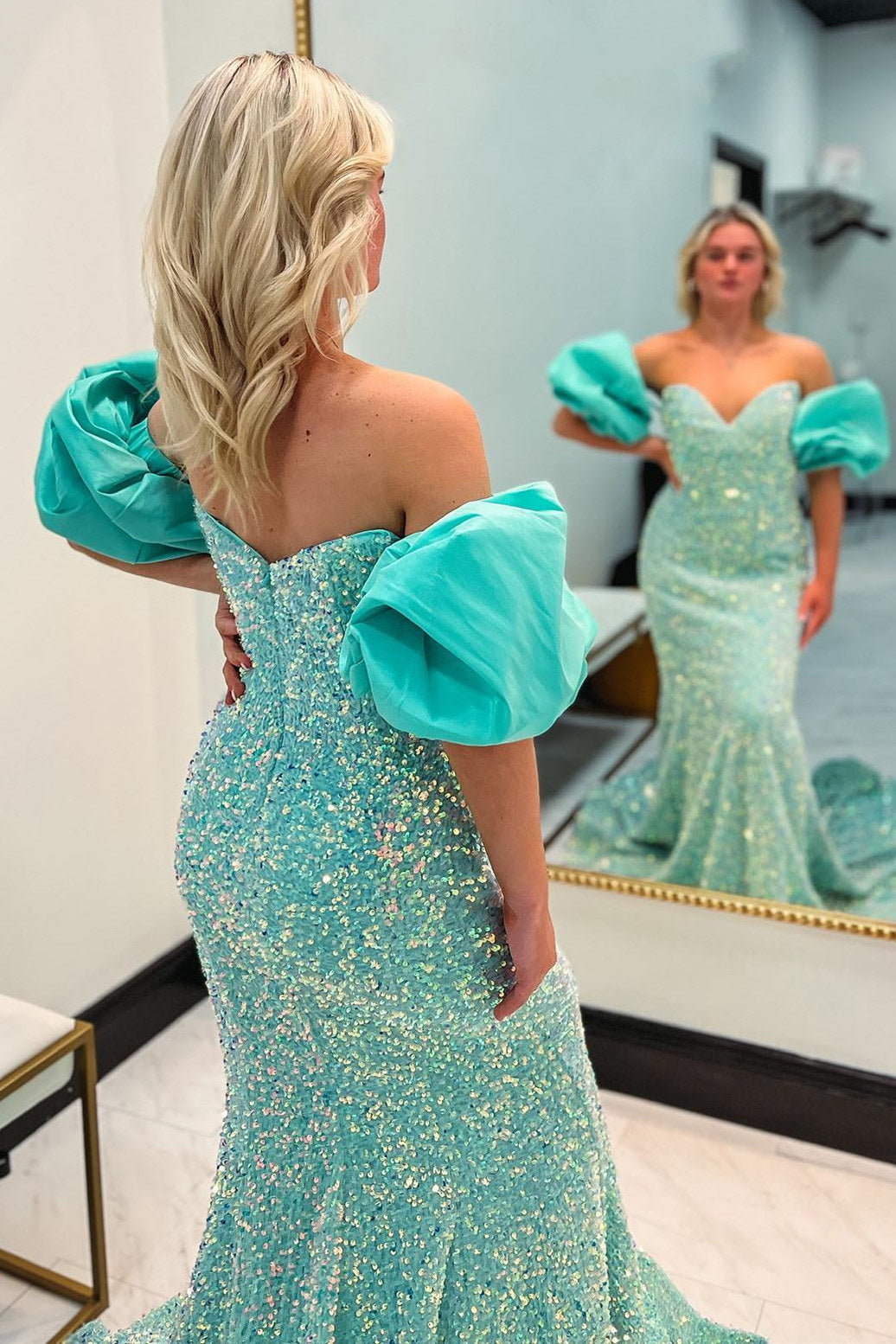 Dressime Mermaid Sweetheart Velvet Sequin Long Prom Dress dressime