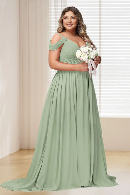 Dressime Plus Size Off The Shoulder Chiffon Bridesmaid Dress With Slit dressime Dressime Plus Size Off The Shoulder Chiffon Bridesmaid Dress With Slit dressime
