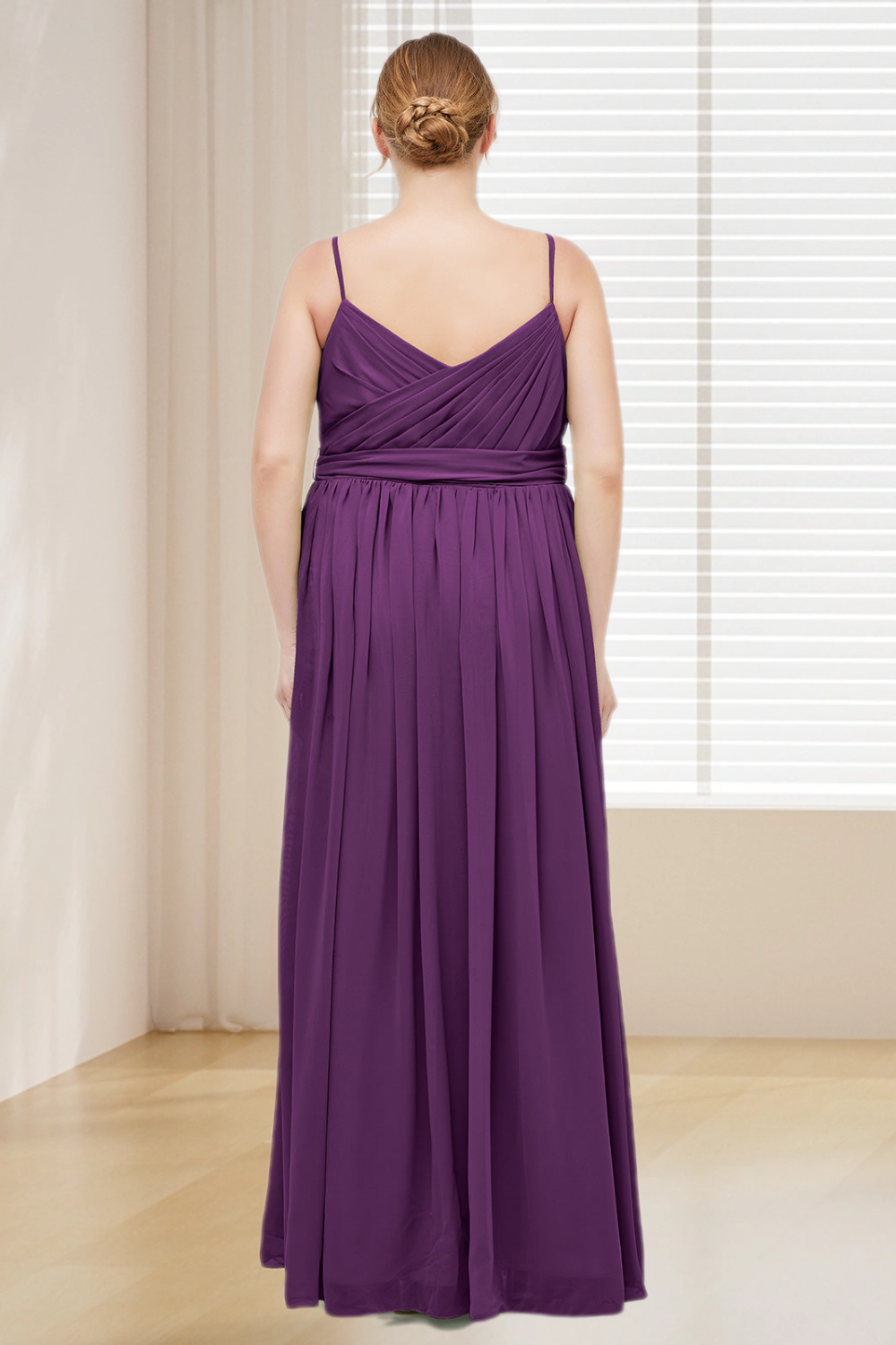 Dressime Plus Size Spaghetti Straps Chiffon Long Bridesmaid Dress dressime Dressime Plus Size Spaghetti Straps Chiffon Long Bridesmaid Dress dressime