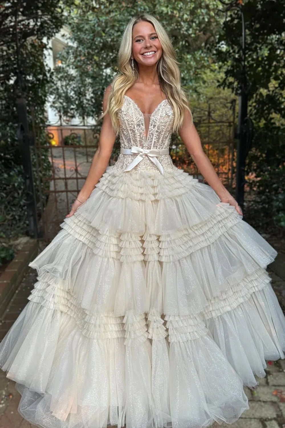 Dressime Princess A Line Off the Shoulder Tiered Long Prom Dresses wit dressime Dressime Princess A Line Off the Shoulder Tiered Long Prom Dresses wit dressime