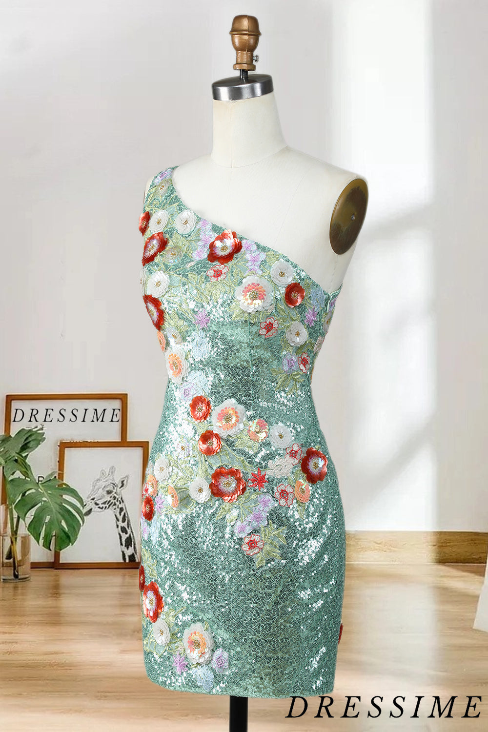 Dressime Sheath One Shoulder Sequin Short/Mini Homecoming Dresses With dressime Dressime Sheath One Shoulder Sequin Short/Mini Homecoming Dresses With dressime