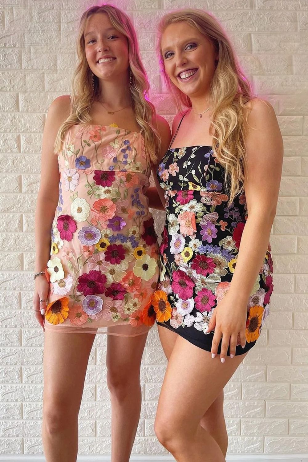 Dressime Sheath Spaghetti Straps 3D Flower Homecoming Dress For Teens dressime