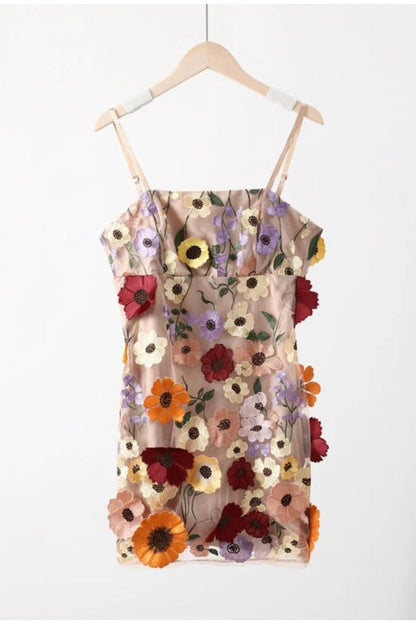 Dressime Sheath Spaghetti Straps 3D Flower Homecoming Dress For Teens dressime