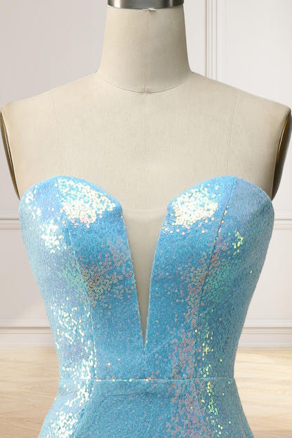 Dressime Sheath Sweetheart Sequins Long Prom Dress with Feather dressime
