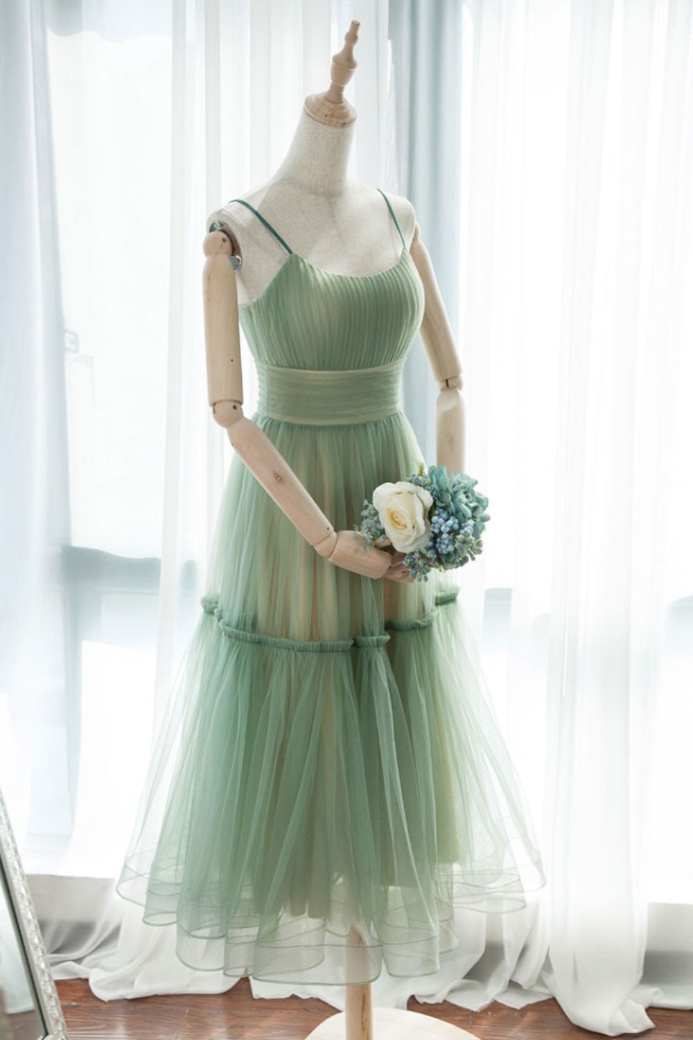 Dressime Women Green Prom Dress Simple Tulle Spaghetti Strap Sleeveless Pleated Party Dresses dressime Dressime Women Green Prom Dress Simple Tulle Spaghetti Strap Sleeveless Pleated Party Dresses dressime