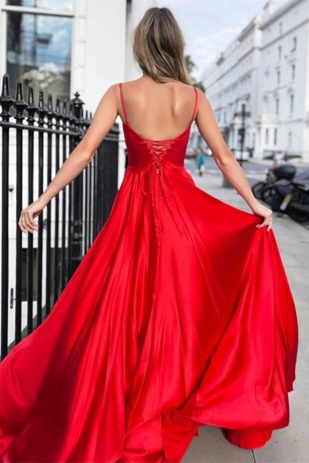 Dressime Spaghetti Straps Satin Long Red Open Back Simple Cheap Prom D dressime Dressime Spaghetti Straps Satin Long Red Open Back Simple Cheap Prom D dressime