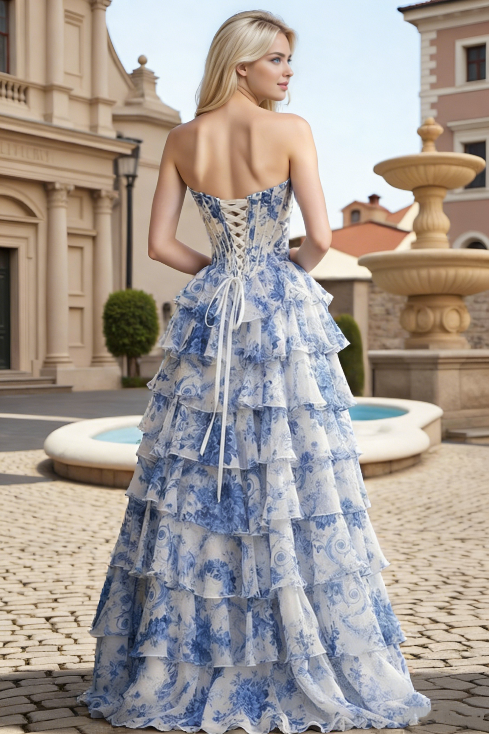 Dressime Sparkly A Line Sweetheart Floral Long Prom Dress