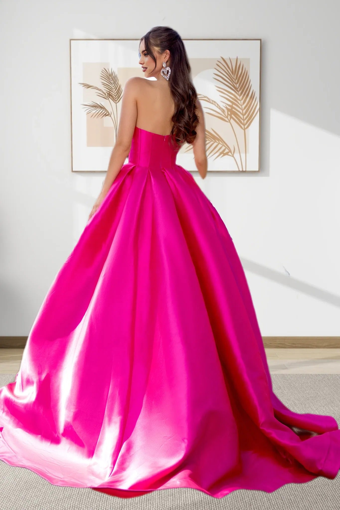 Dressime Women Fuchsia Beaded Prom Dress Sparkly A Line Sweetheart Satin Formal Dress dressime Dressime Women Fuchsia Beaded Prom Dress Sparkly A Line Sweetheart Satin Formal Dress dressime