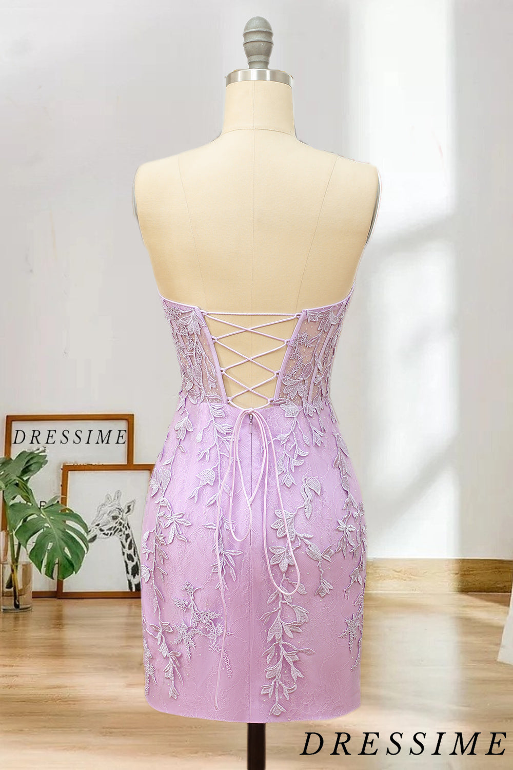 Dressime Strapless Sweetheart Short Pink Bodycon Cute Mini Lace Appliq dressime Dressime Strapless Sweetheart Short Pink Bodycon Cute Mini Lace Appliq dressime