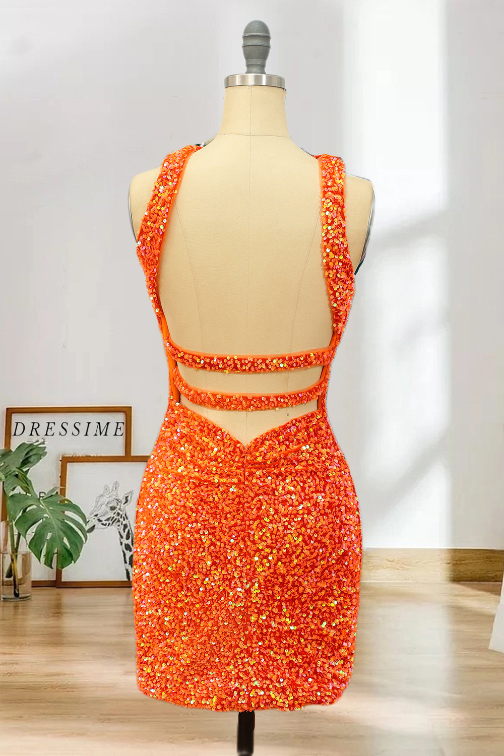 Dressime Top Sale Short/Mini Sequins Halter Backless Sheath Short Home dressime Dressime Top Sale Short/Mini Sequins Halter Backless Sheath Short Home dressime