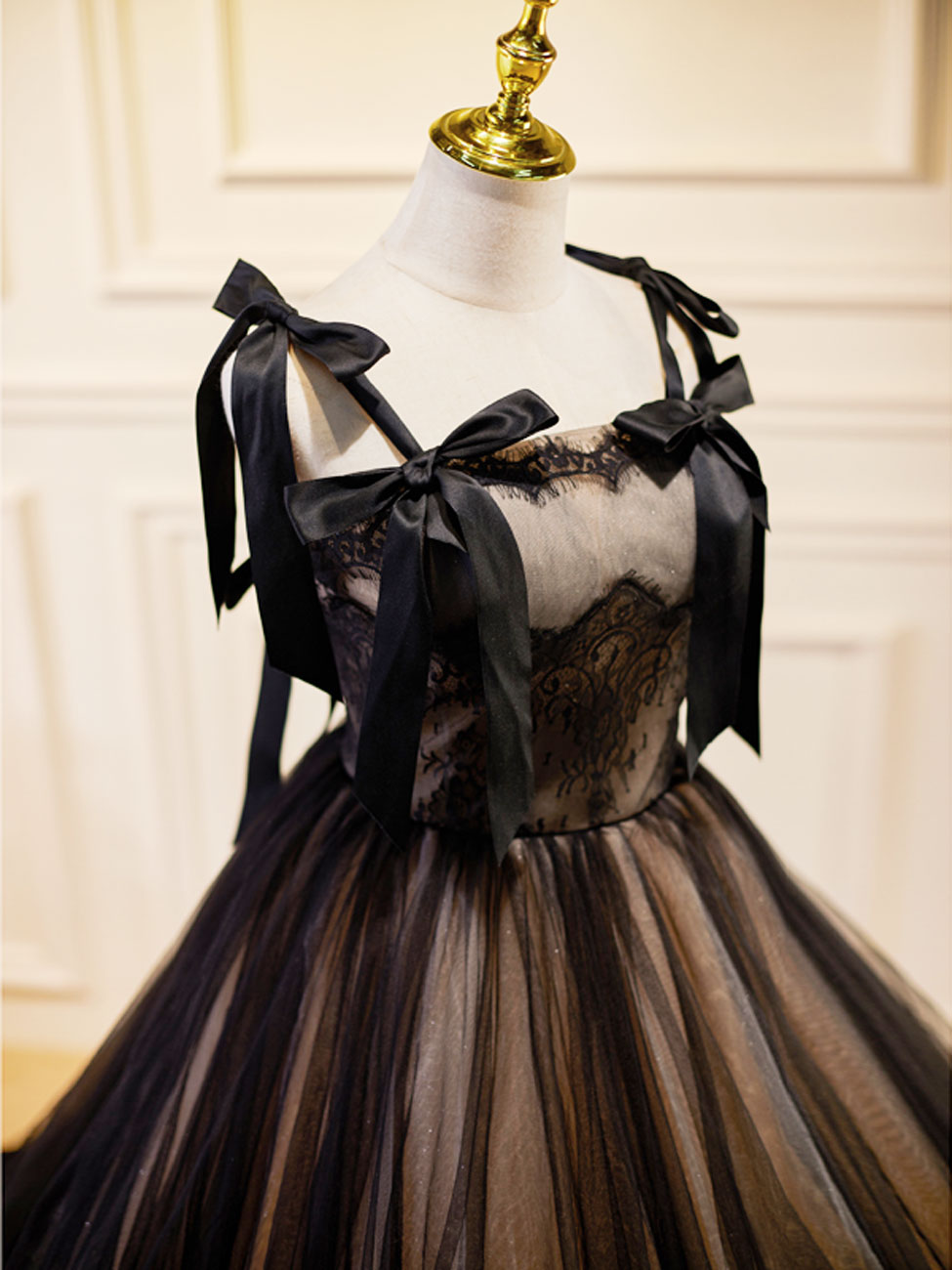 Dressime Vintage A Line Straps Tulle Lace Long Party Dress dressime
