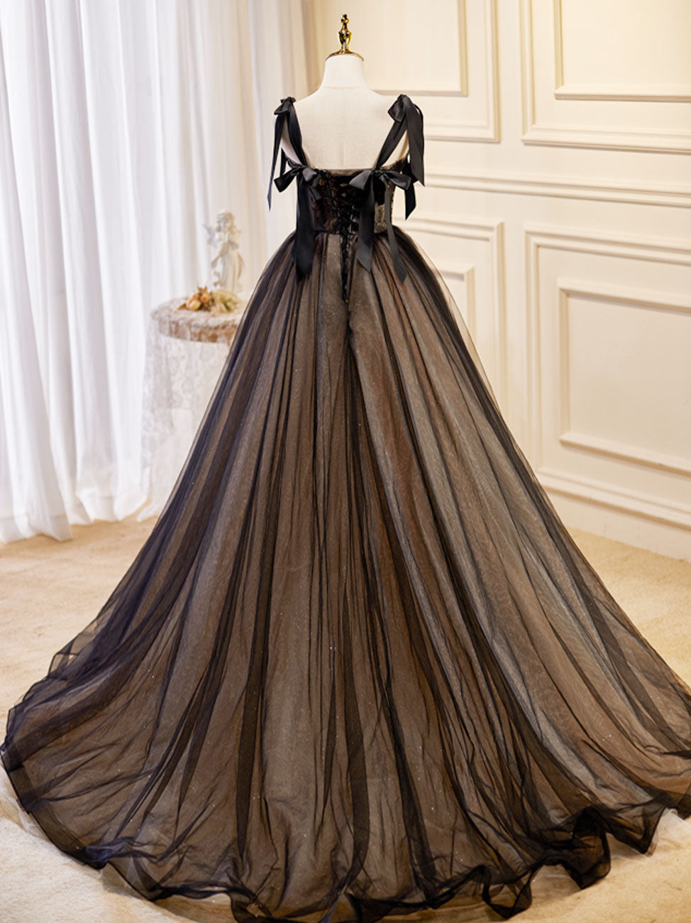 Dressime Vintage A Line Straps Tulle Lace Long Party Dress dressime