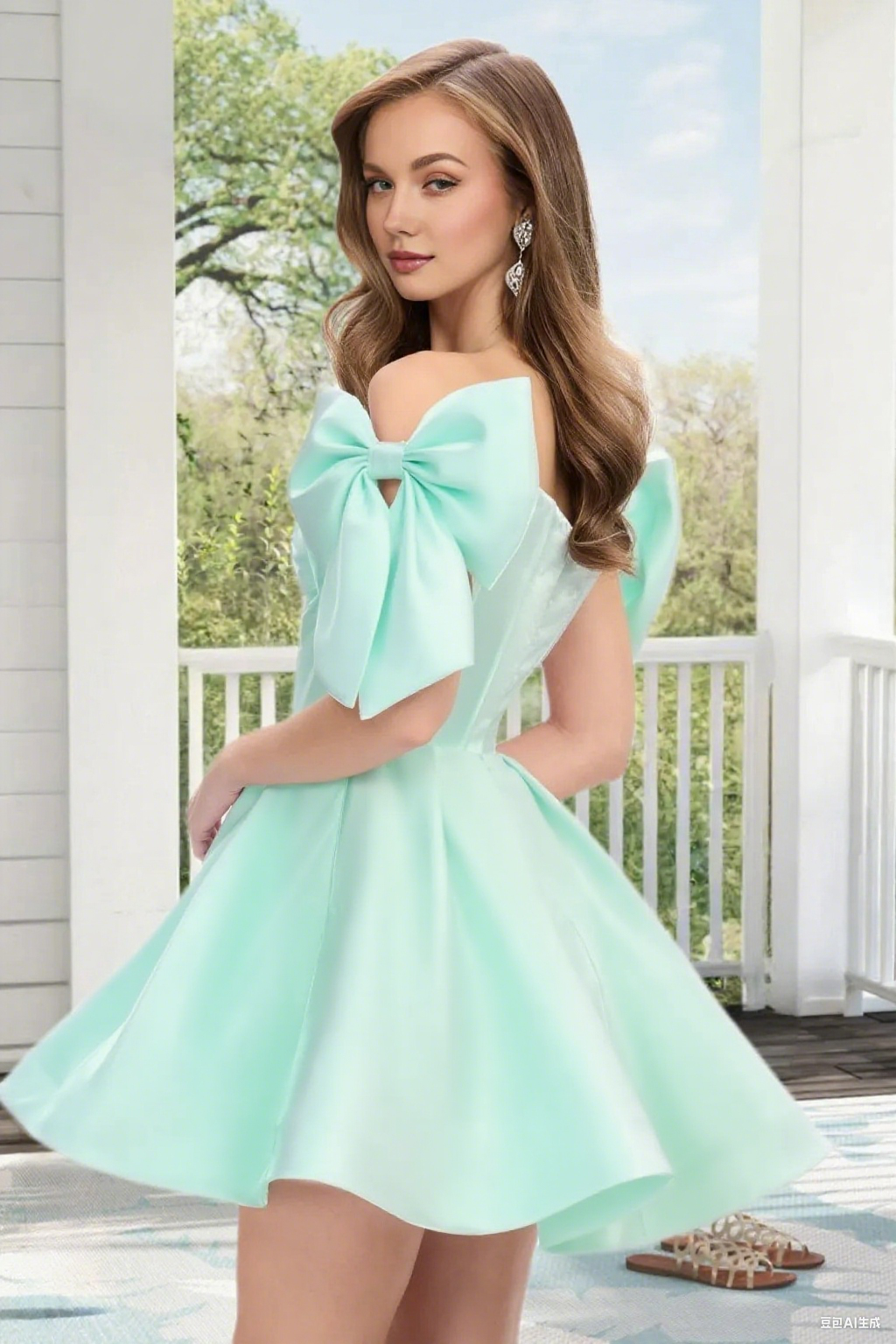 Dressime A Line Off The Shoulder Bow Corset Satin Mini Homecoming Dress