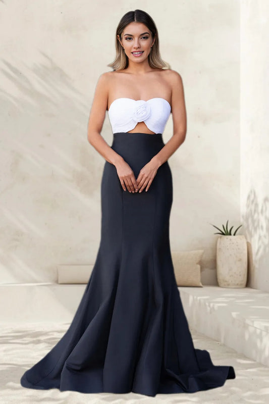 Dressime Elegant Mermaid Strapless Ruched Prom Dress